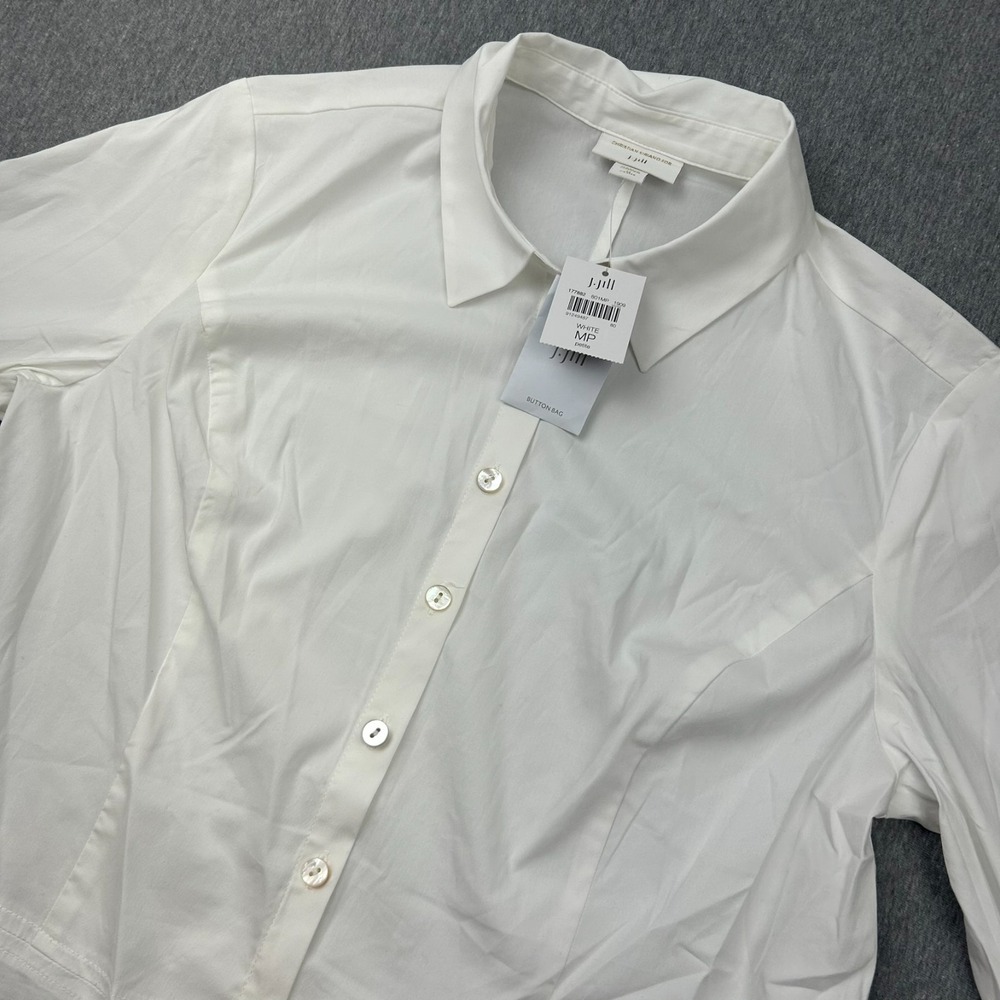 JJill Christian Siriano High Vent White Tunic Blouse Womens Medium Petite NEW